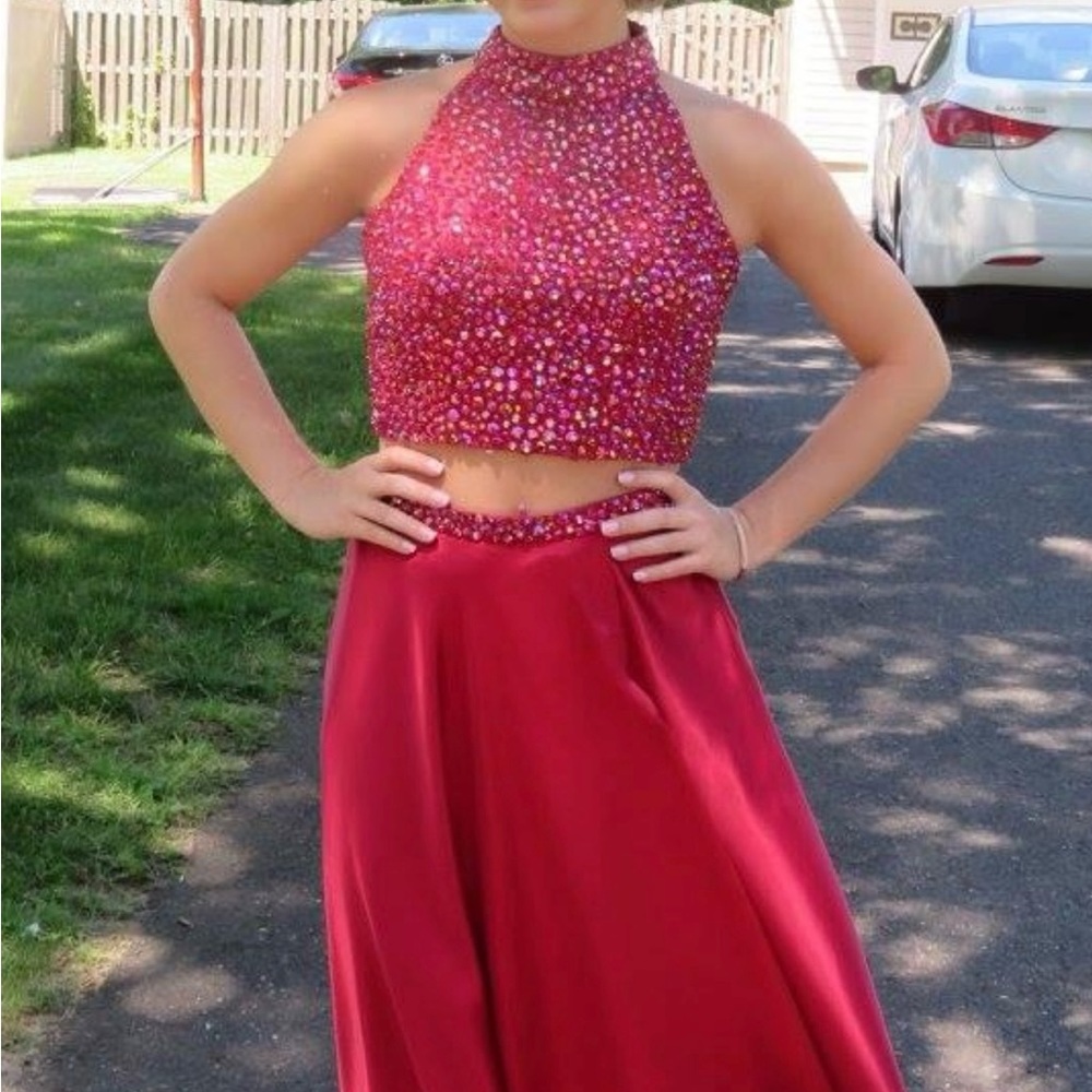 Sherri Hill Two Piece Ruby Prom Dress